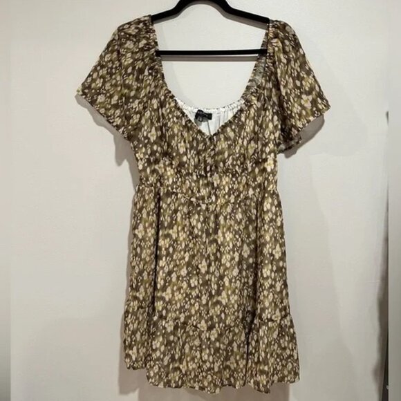 Dynamite Eliza Smocked Mini Flare Dress - Picture 4 of 8